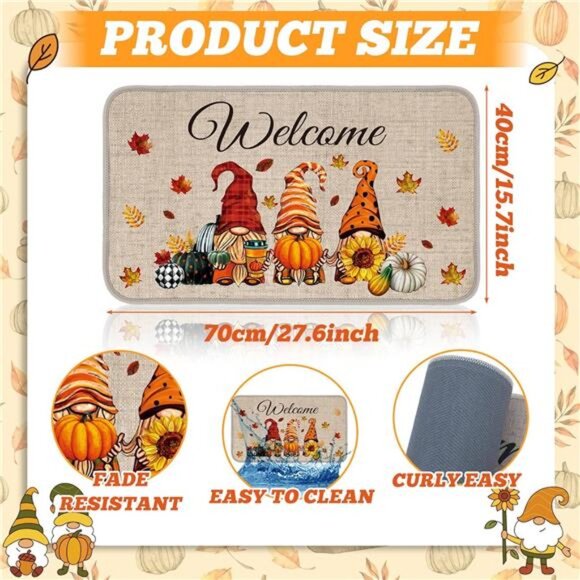Winter Fall Door Mat‎ Non Slip Farmhouse Welcome Mats 27.6x15.7 Inches - Picture 3 of 7